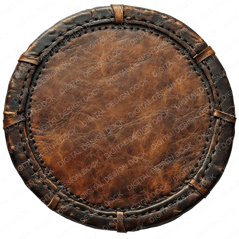 Round Leather Tag Sign Clipart Set (DDD006458)