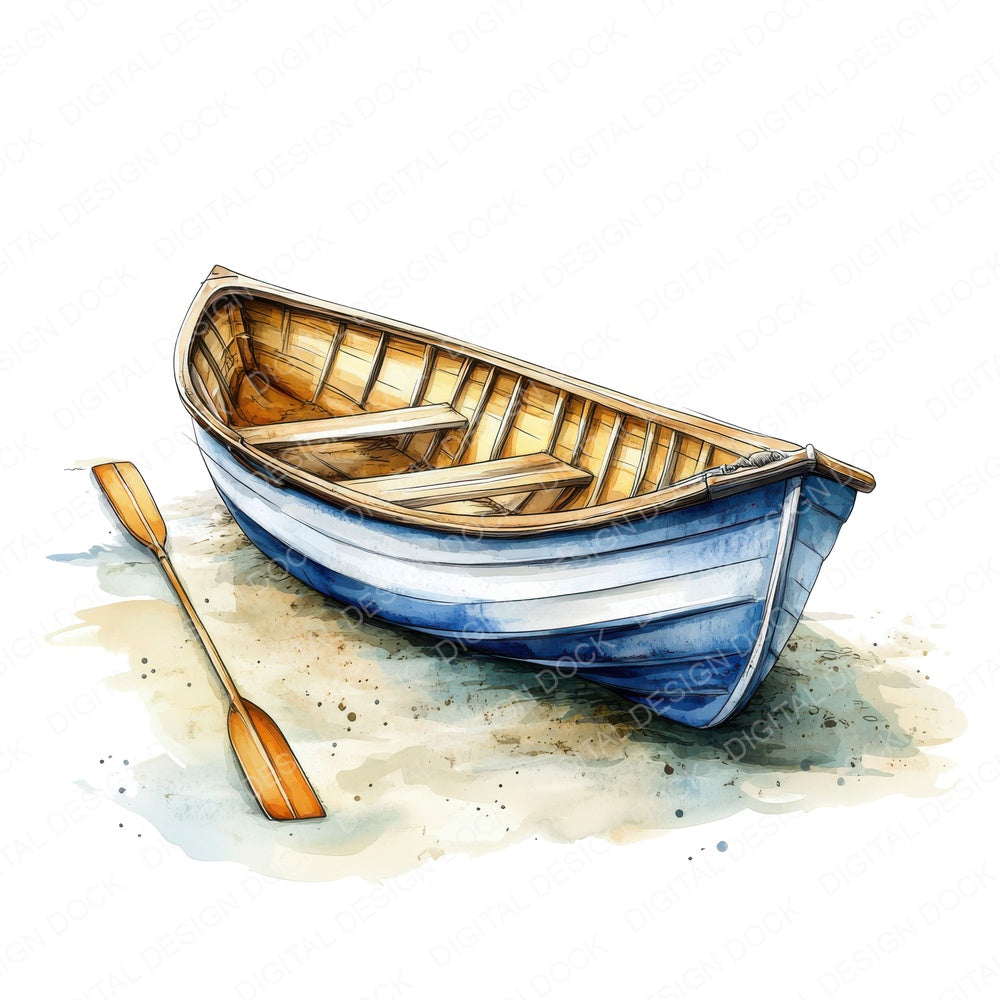 Rowboat on Beach fussy cut sheet in US Letter format showing all 12 designs on one printable page