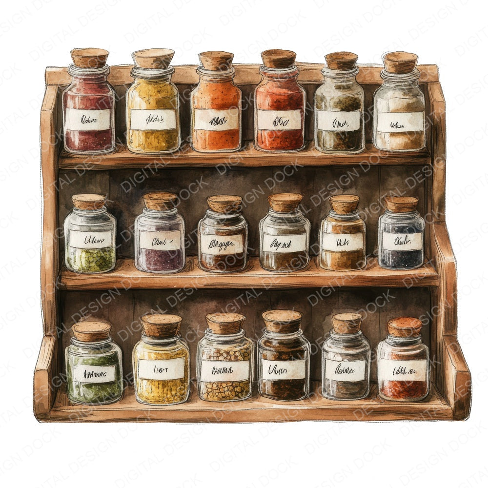 Rustic Spice Rack Clipart Set (DDD006473)
