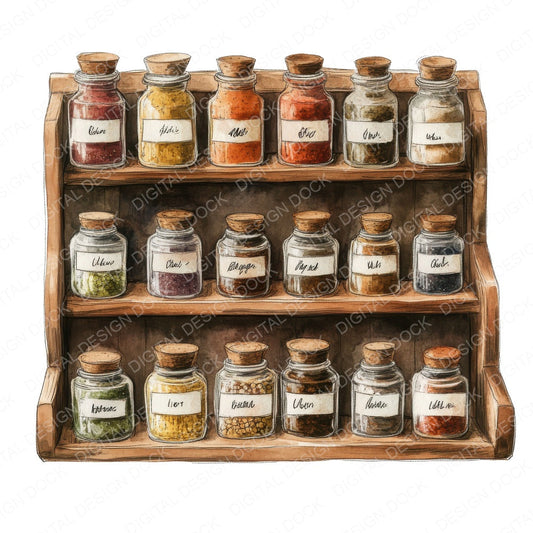 Rustic Spice Rack Clipart Set (DDD006473)