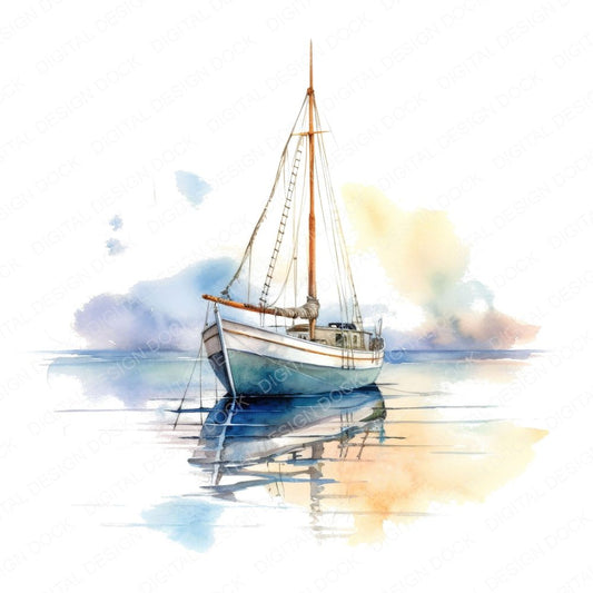 Sailboat at Dawn Clipart Set (DDD006482)