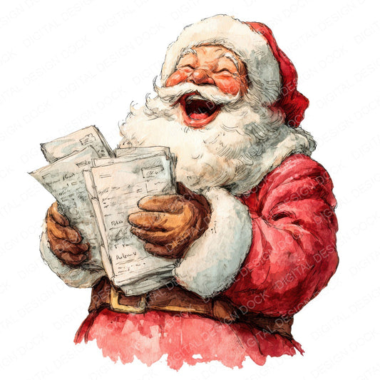 Santa Laughing with Letters fussy cut sheet in US Letter format showing all 12 designs on one printable page