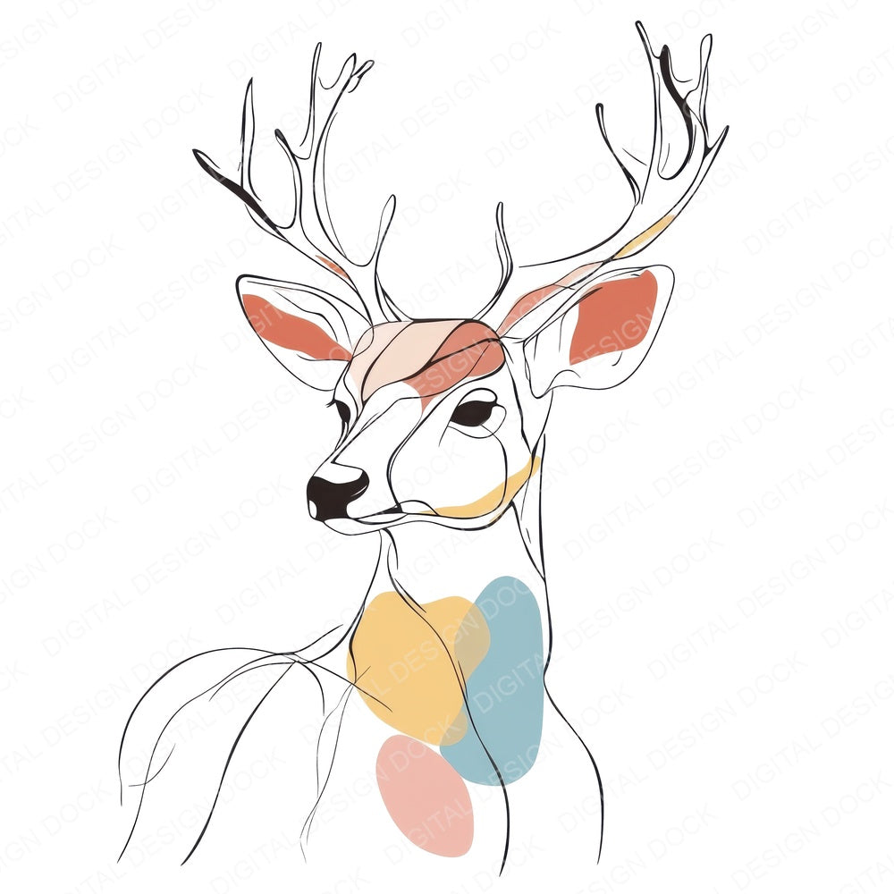 Scandinavian Deer fussy cut sheet in US Letter format showing all 12 designs on one printable page