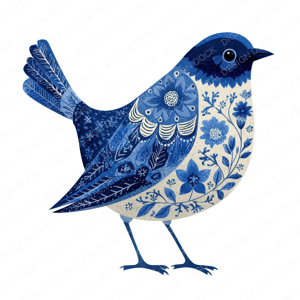Scandinavian Floral Bird Clipart Set (DDD006509)