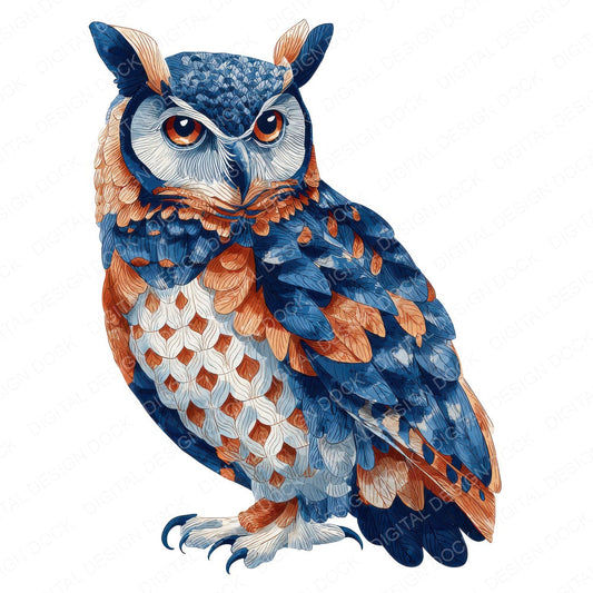 Scandinavian Owl Patterned fussy cut sheet in US Letter format showing all 12 designs on one printable page
