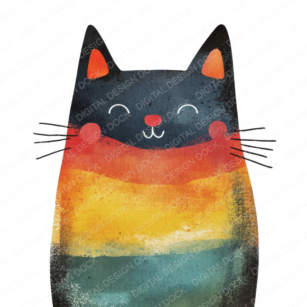 Scandivanian Cat Design fussy cut sheet in US Letter format showing all 12 designs on one printable page