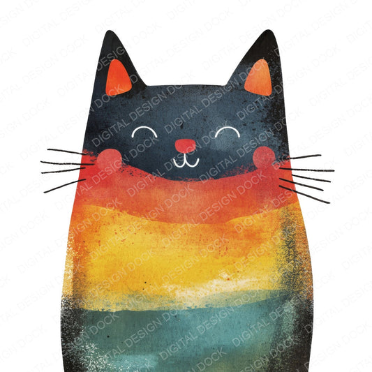 Scandivanian Cat Design fussy cut sheet in US Letter format showing all 12 designs on one printable page