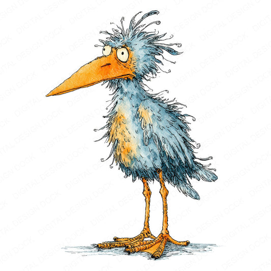 Scruffy Long Leg Bird Character Clipart Set (DDD006519)