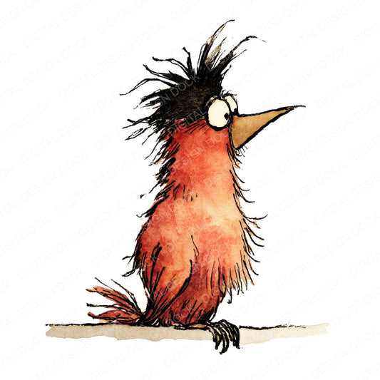 Sideways Perched Bird Character fussy cut sheet in US Letter format showing all 12 designs on one printable page