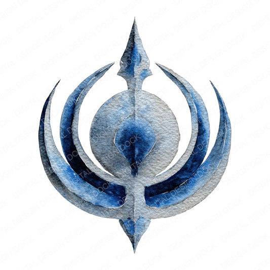 Sikh khanda symbol fussy cut sheet in US Letter format showing all 12 designs on one printable page