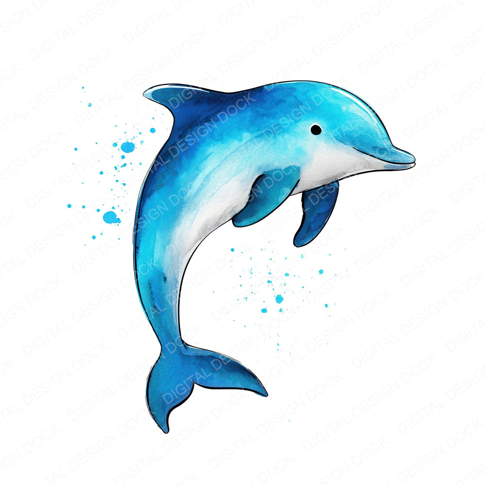 Simple Minimal Dolphin Illustration fussy cut sheet in US Letter format showing all 12 designs on one printable page