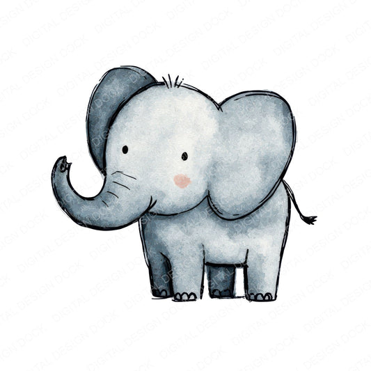 Simple Minimal Elephant Illustration Clipart Set (DDD008754)