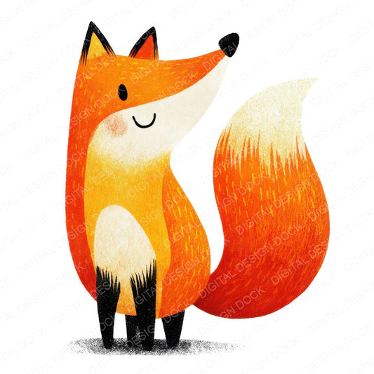 Simple Minimal Fox Illustration Clipart Set (DDD008699)