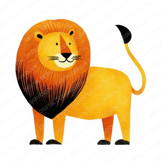 Simple Minimal Lion Illustration Clipart Set (DDD008759)