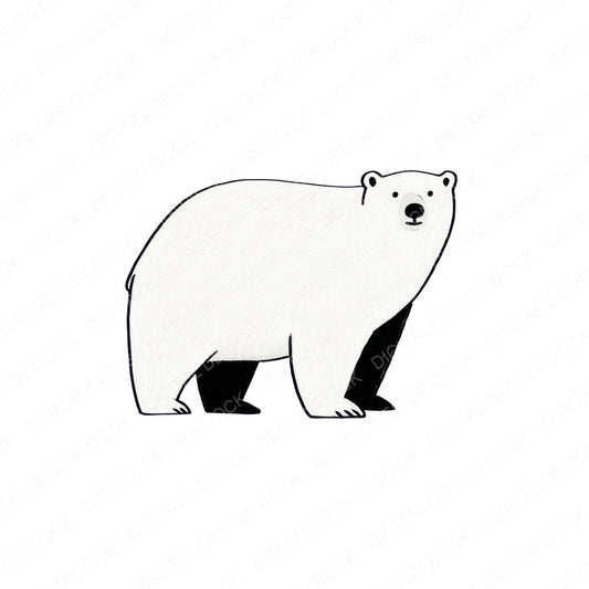 Simple Minimal Polar Bear Illustration Clipart Set (DDD008762)