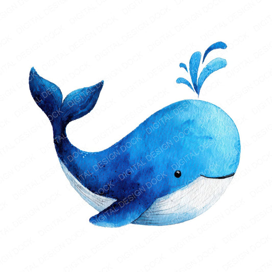 Simple Minimal Whale Illustration Clipart Set (DDD008766)