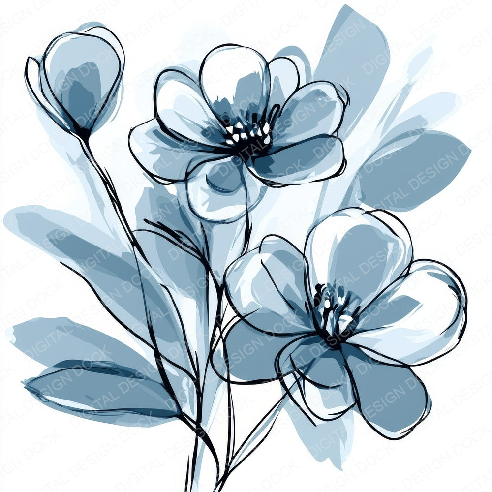 Slate Grey Abstract Flowers Clipart Set (DDD006574)