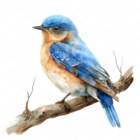 Small Bluebird fussy cut sheet in US Letter format showing all 12 designs on one printable page