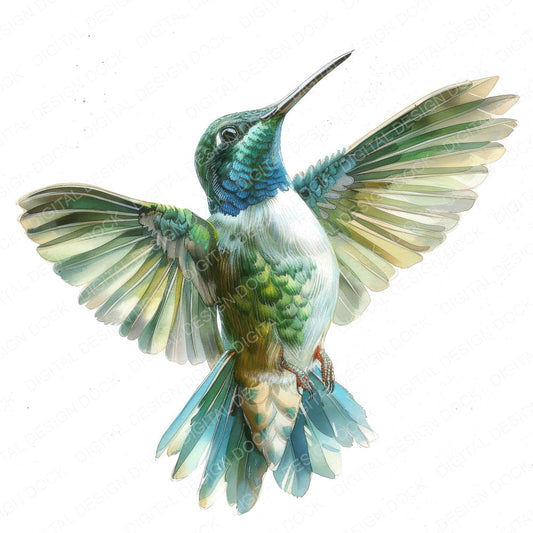 Small Hummingbird fussy cut sheet in US Letter format showing all 12 designs on one printable page