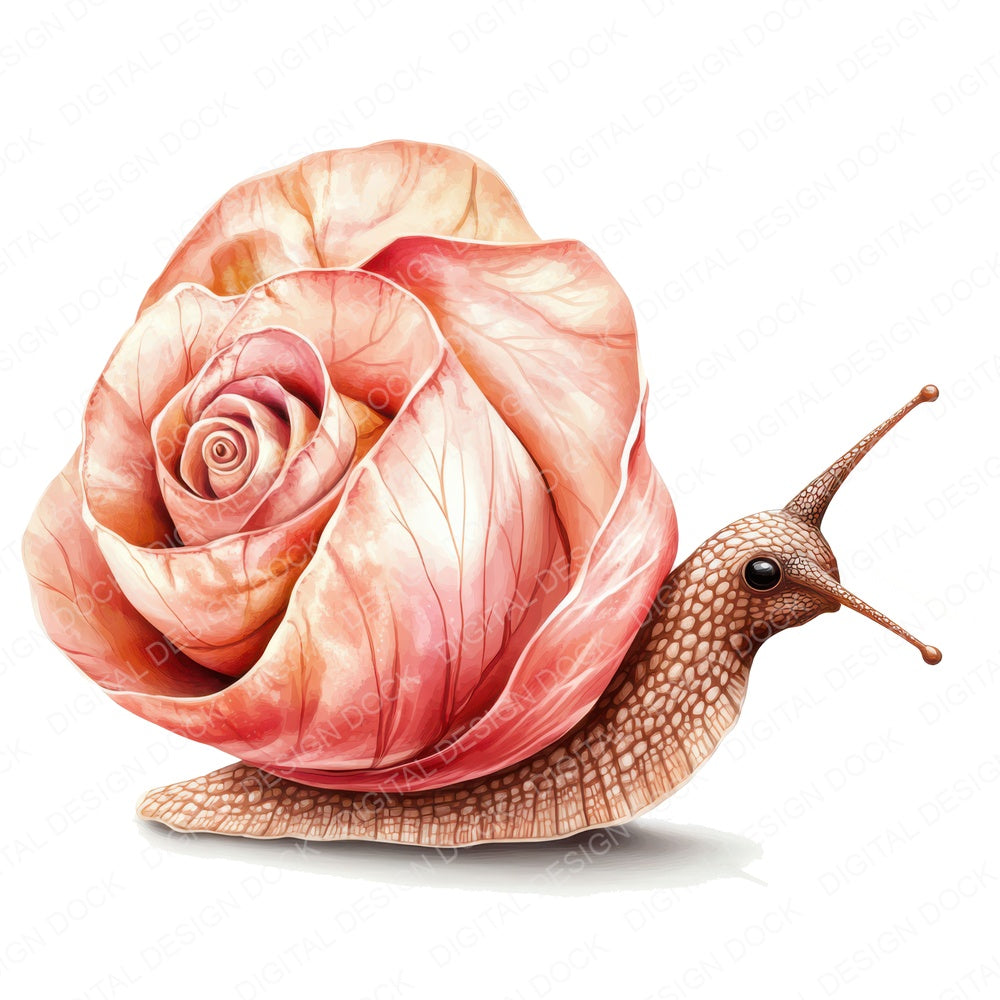 Snail with Rose Shell fussy cut sheet in US Letter format showing all 12 designs on one printable page