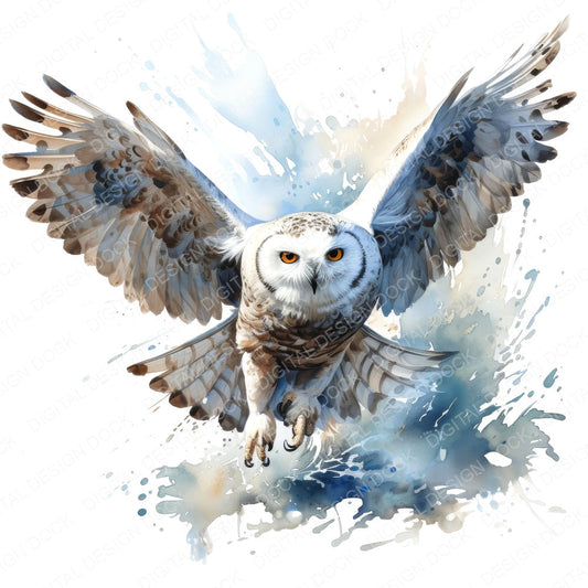 Snowy Owl fussy cut sheet in US Letter format showing all 12 designs on one printable page