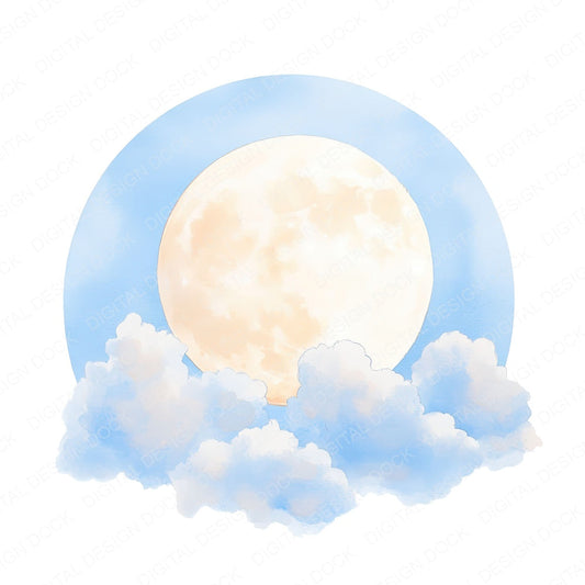Soft Glowing Full Moon fussy cut sheet in US Letter format showing all 12 designs on one printable page