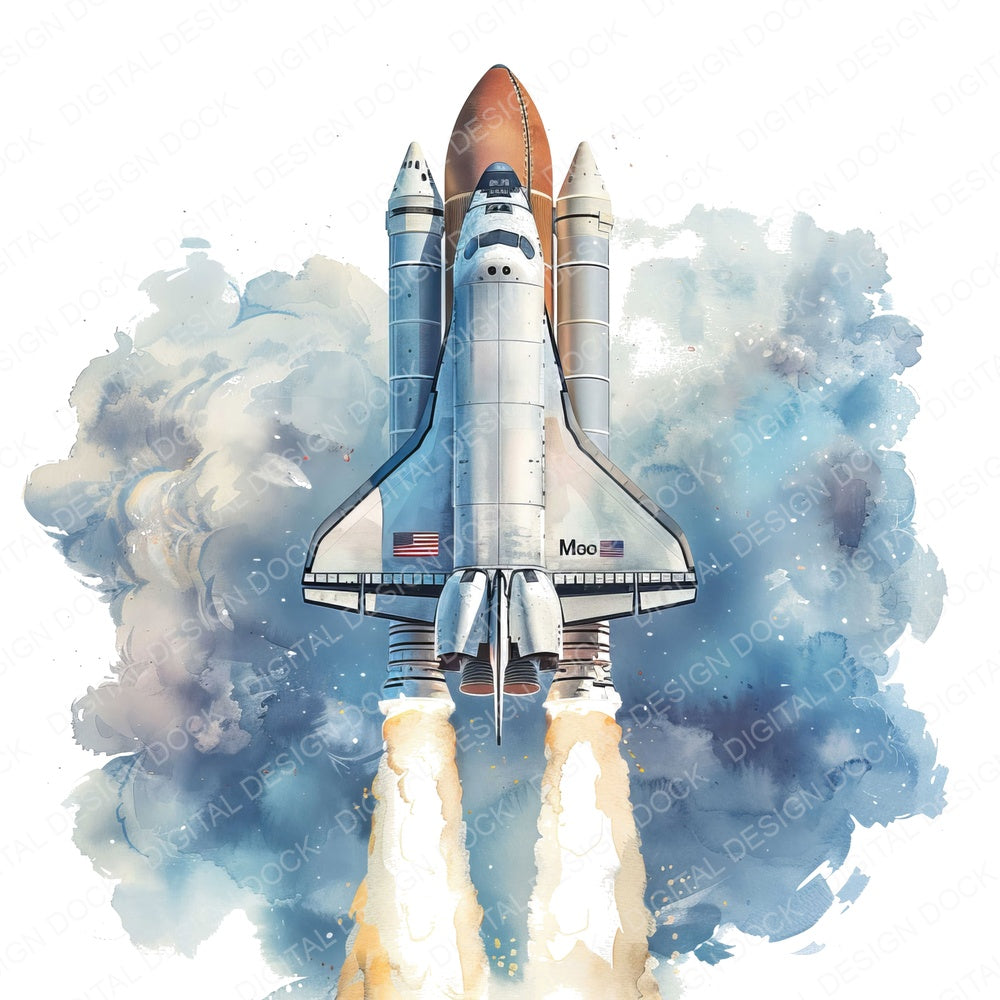 Space Shuttle in Orbit fussy cut sheet in US Letter format showing all 12 designs on one printable page