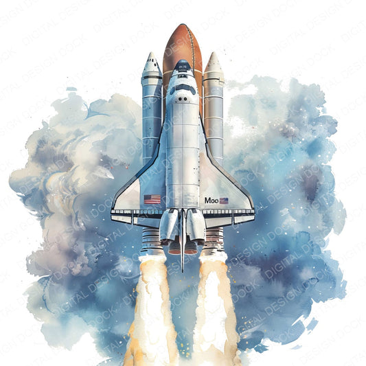 Space Shuttle in Orbit fussy cut sheet in US Letter format showing all 12 designs on one printable page