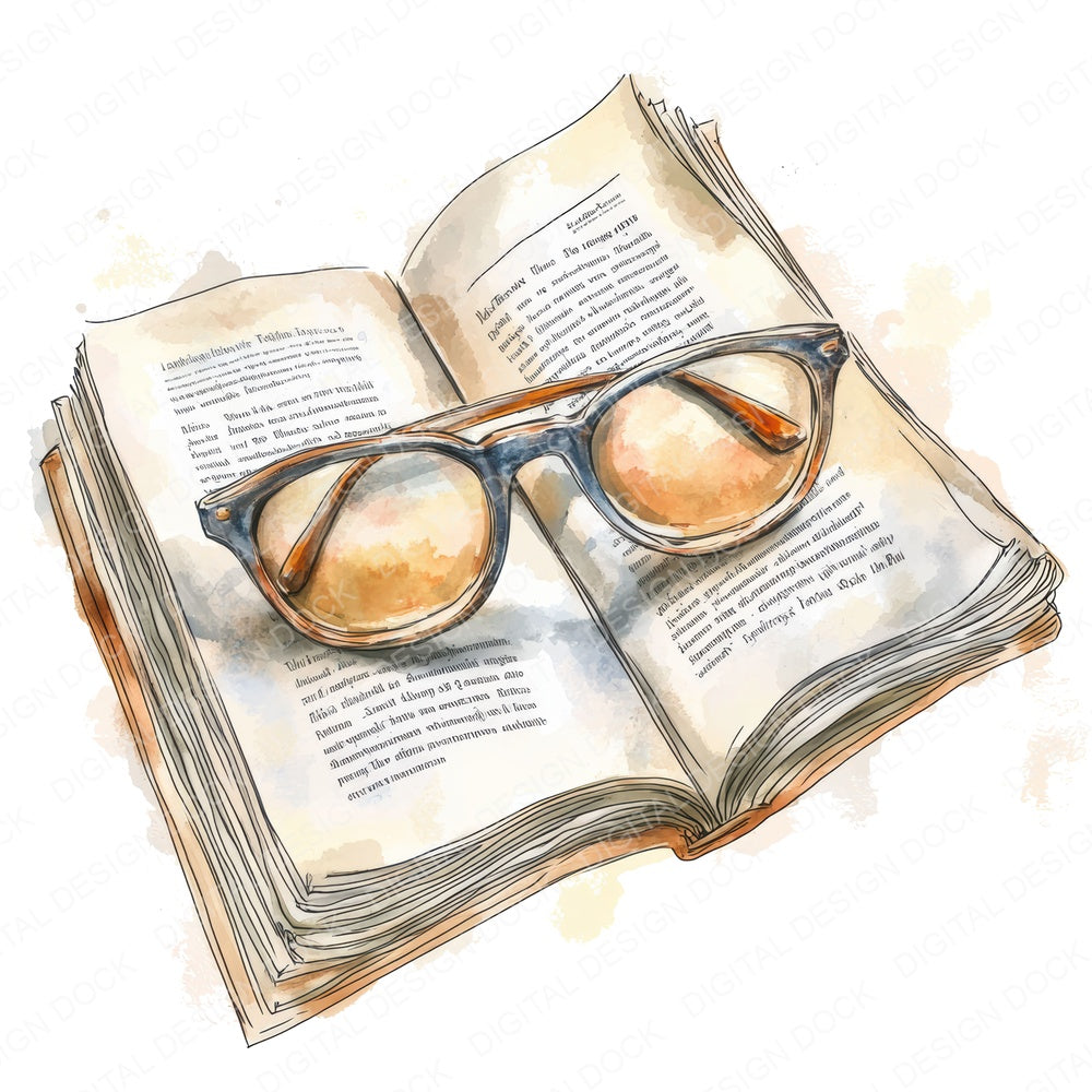 Spectacles on Newspaper fussy cut sheet in US Letter format showing all 12 designs on one printable page