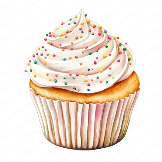 Sprinkle Cupcake fussy cut sheet in US Letter format showing all 12 designs on one printable page