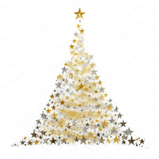 Star Spiral Christmas Tree fussy cut sheet in US Letter format showing all 12 designs on one printable page