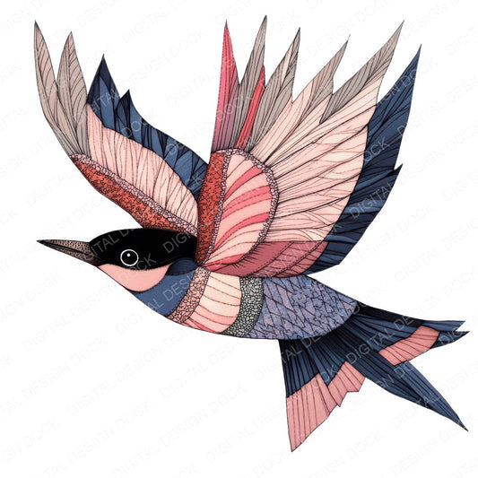Stitched Swallow fussy cut sheet in US Letter format showing all 12 designs on one printable page