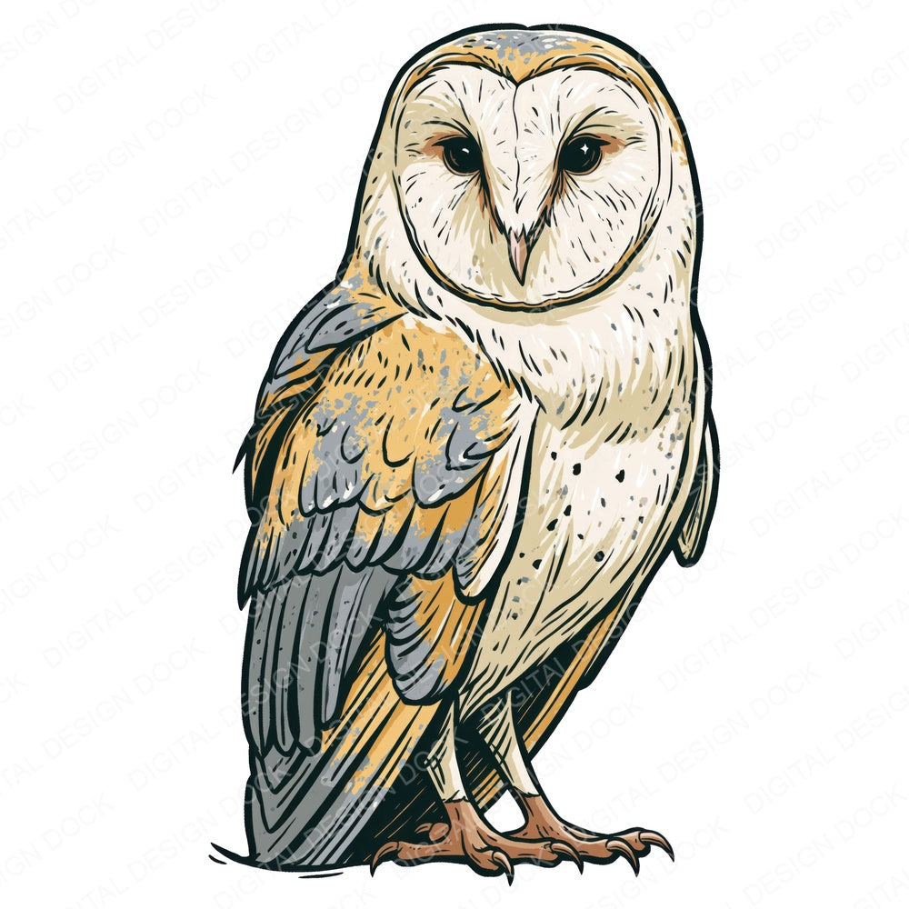 Stylised Barn Owl Clipart Set (DDD014526)
