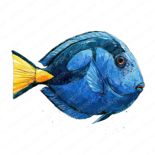 Stylised Blue Tang Clipart Set (DDD013738)