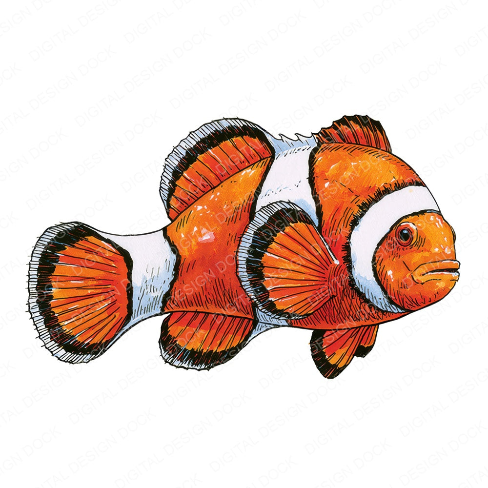 Stylised Clownfish Illustration Clipart Set (DDD014528)