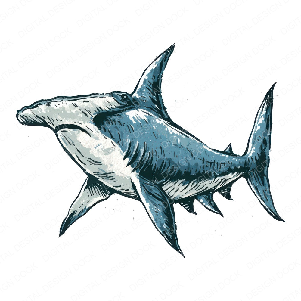 Stylised Hammerhead Shark Clipart Set (DDD013741)