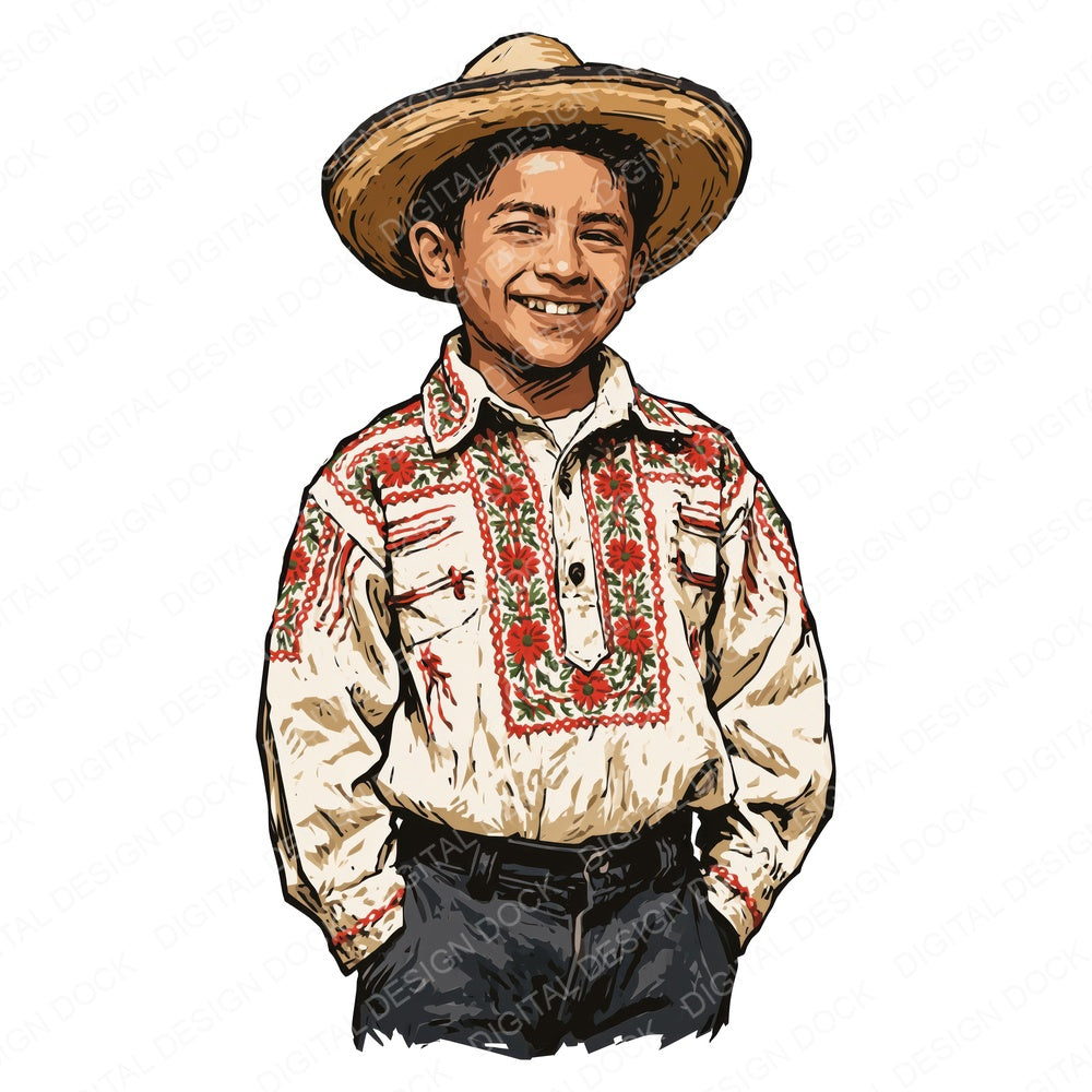 Stylised Mexican Boy Traditional Clipart Set (DDD018020)