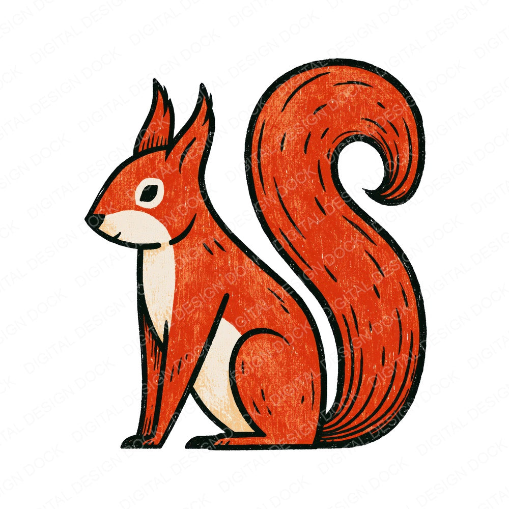 Stylised Red Squirrel Clipart Set (DDD014537)