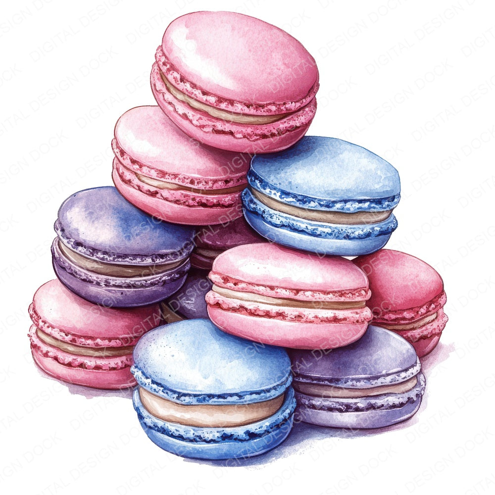 Tasty Macarons fussy cut sheet in US Letter format showing all 12 designs on one printable page