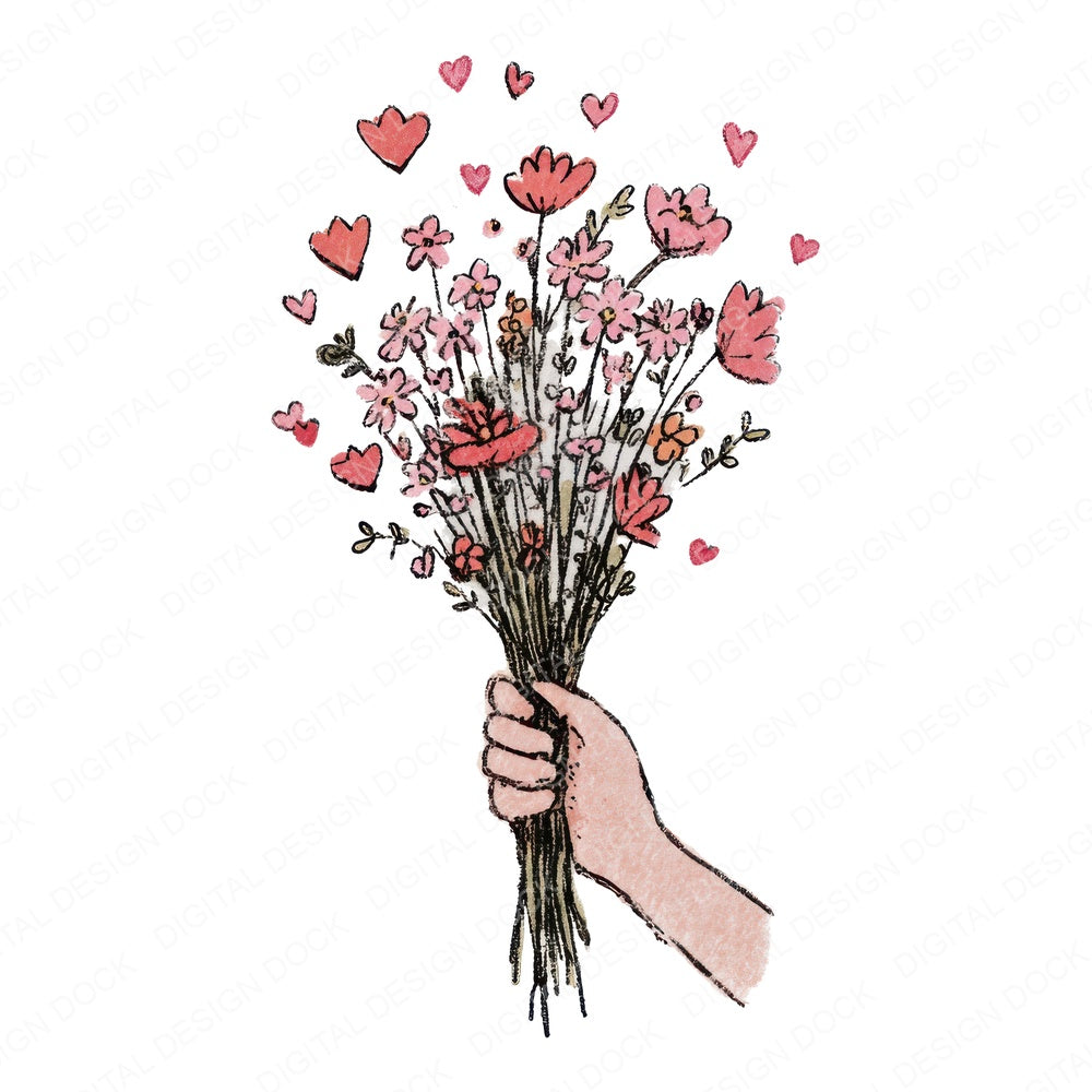 Tatty Hand Love Bouquet Clipart Set (DDD006709)