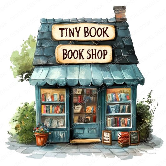The Tiny Book Shop fussy cut sheet in US Letter format showing all 12 designs on one printable page