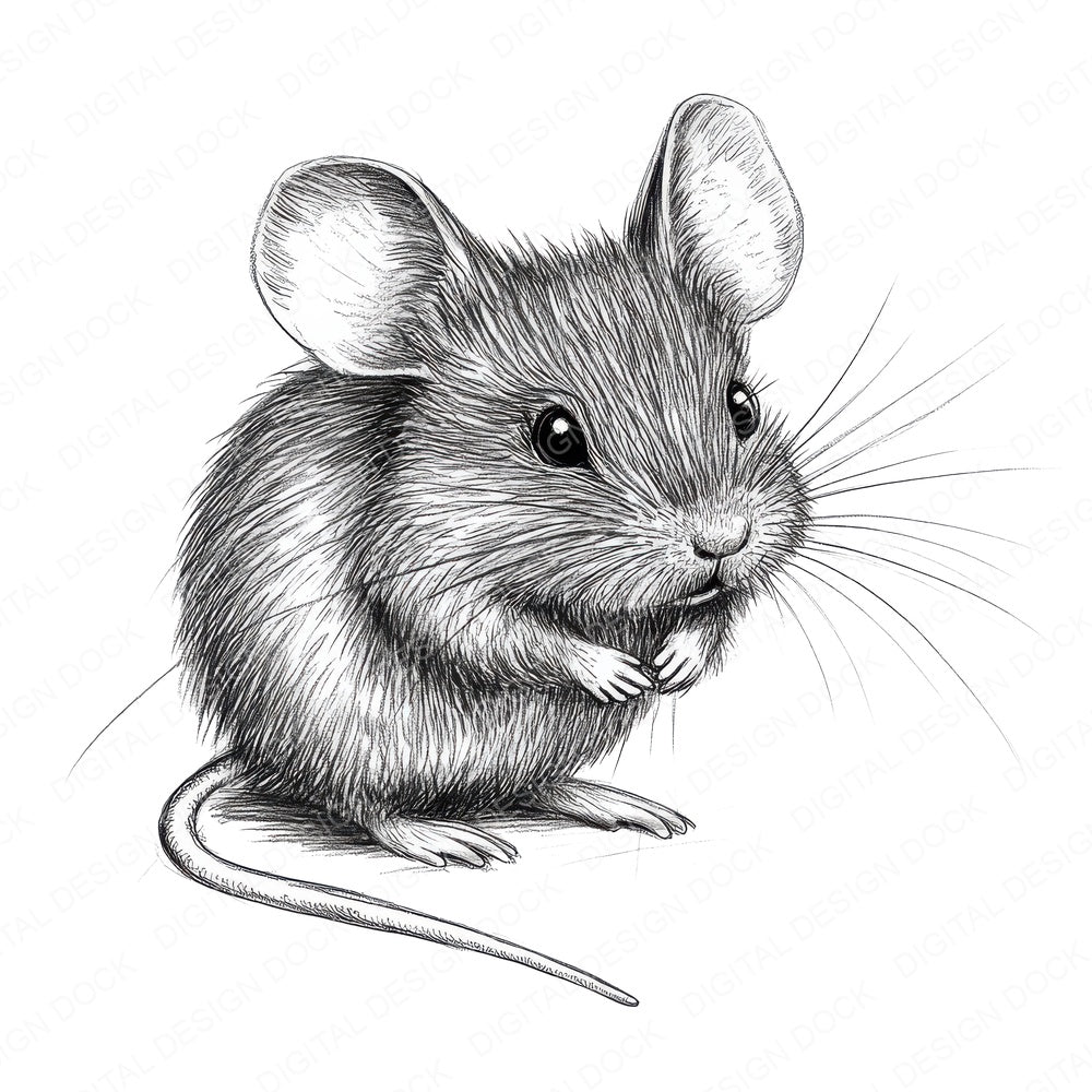 Tiny Mouse Sketch fussy cut sheet in US Letter format showing all 12 designs on one printable page