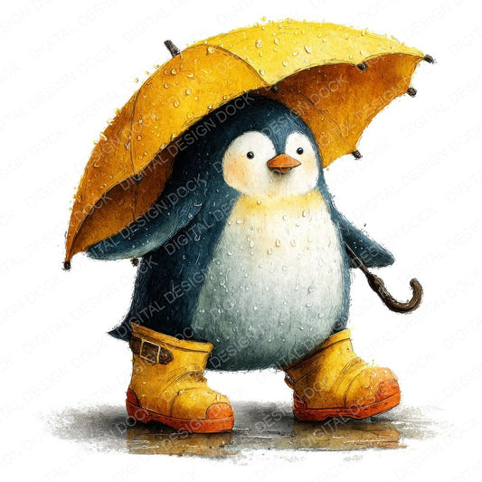 Umbrella Penguin Clipart Set (DDD006801)
