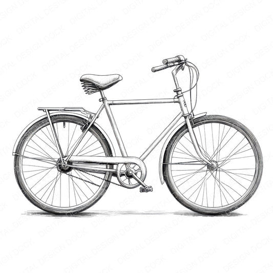Vintage Bicycle Sketch fussy cut sheet in US Letter format showing all 12 designs on one printable page