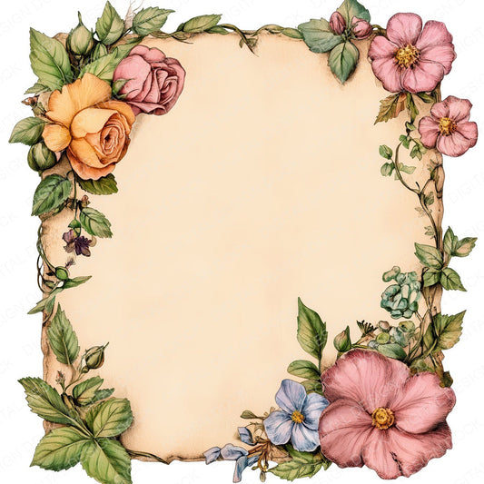 Vintage Floral Notice Board fussy cut sheet in US Letter format showing all 12 designs on one printable page