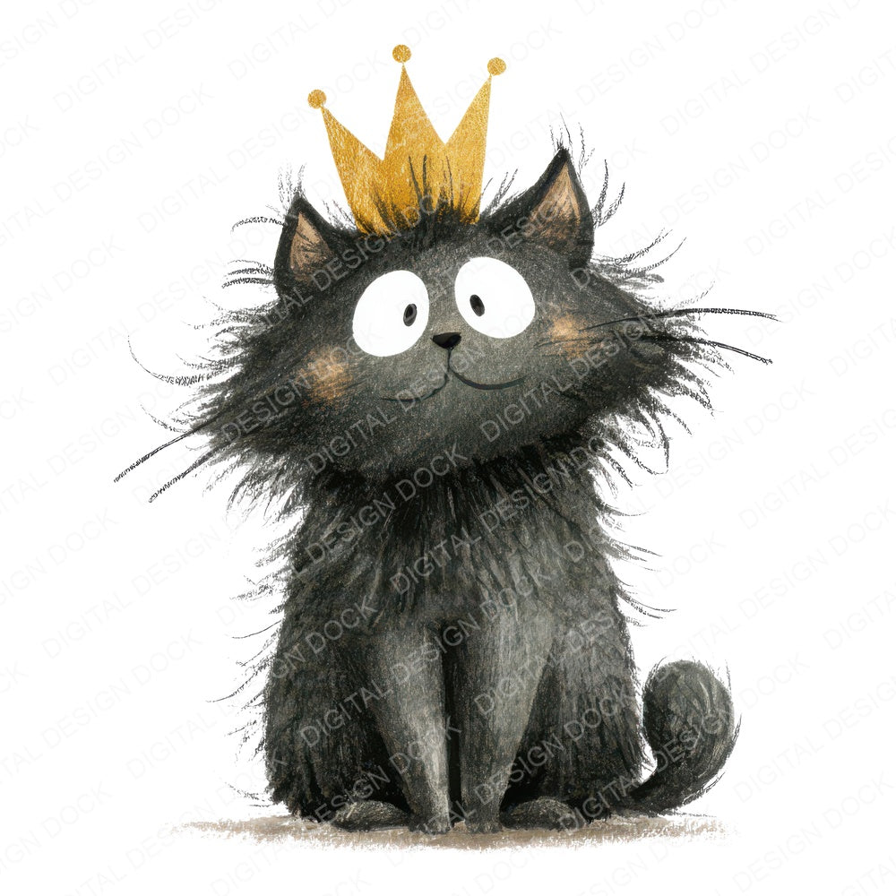 Watercolour Cat Crown fussy cut sheet in US Letter format showing all 12 designs on one printable page
