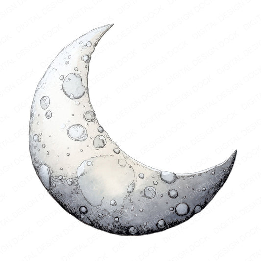 Watercolour Crescent Moon A fussy cut sheet in US Letter format showing all 12 designs on one printable page