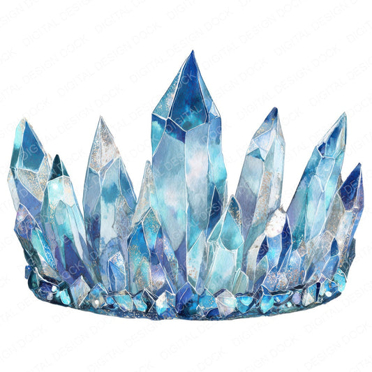 Watercolour Crystal Crown fussy cut sheet in US Letter format showing all 12 designs on one printable page