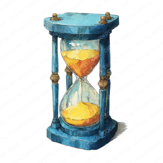 Watercolour Crystal Hourglass Clipart Set (DDD007080)