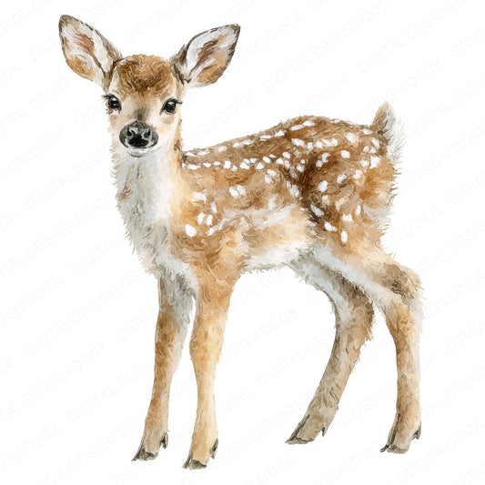 Watercolour Fawn fussy cut sheet in US Letter format showing all 12 designs on one printable page